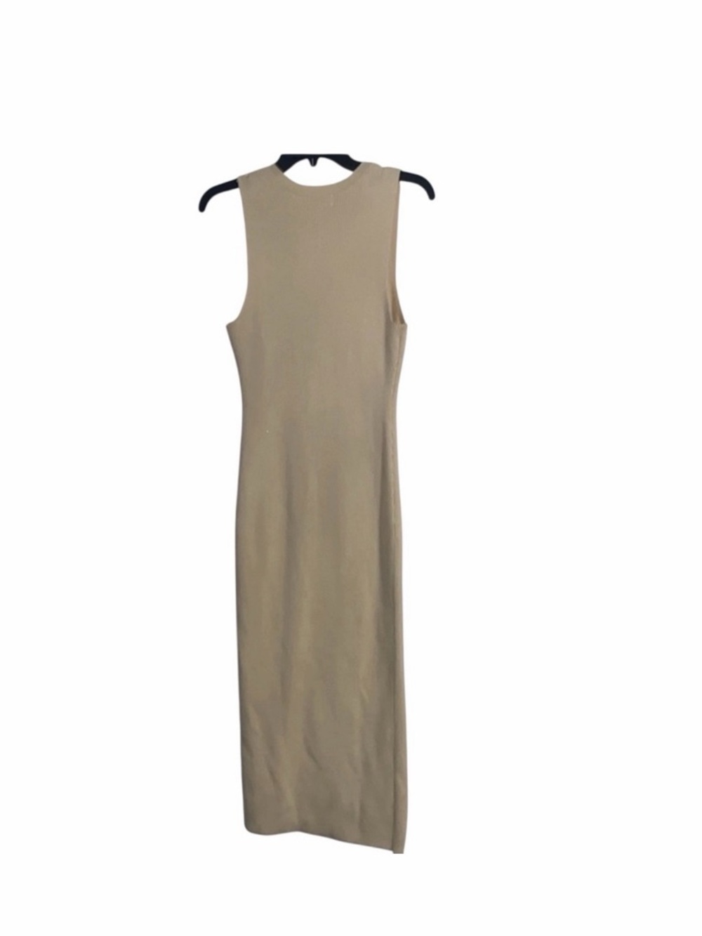 Open Edit Cream Ribbed Zip-Front Midi Dress - Picture 5 of 7